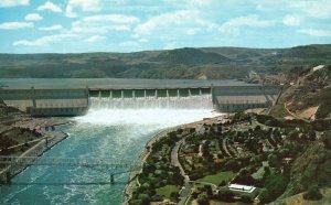 Vintage Postcard Grand Coulee Dam From Crown Point Spokane Washington WA