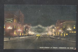 ABERDEEN SOUTH DAKOTA SD DOWNTOWN STREET SCENE AT NIGHT VINTAGE POSTCARD