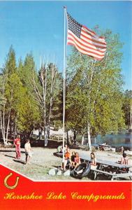 Gwinn Michigan~Horseshoe Lake Campgrounds~Kids @ Picnic Benches~1960s Pc