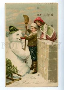 202821 WINTER Joy SNOWMAN & Kids Vintage M&B #1716 PC
