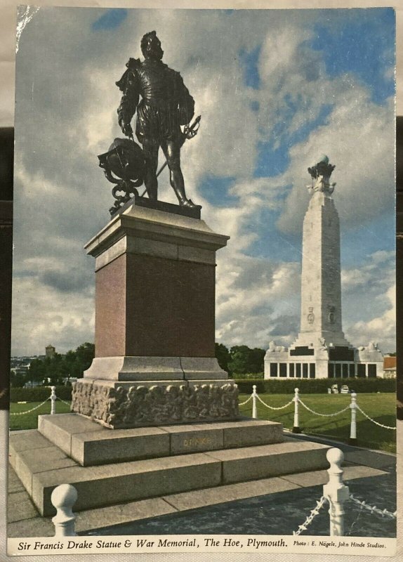 England Sir Francis Drake statue & War Memorial The Hoe Plymouth - posted 1984