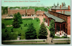 Thomasville Georgia~Birdseye View @ Stuart's Hotel~Main Street Across Park~1911