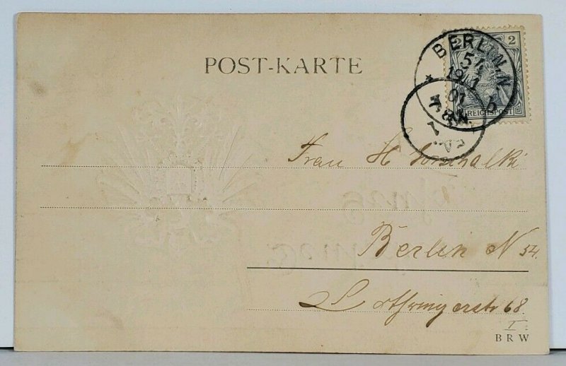Deutcher Patriotic Germany Embossed Eagle Crest c1901 Postcard K18