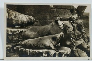 Walrus Carl Hagenbeck's Tierpark Stellingen-Hamburg Real Photo Postcard L5