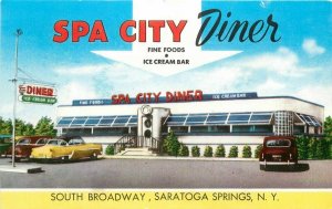 1950s Saratoga Springs New York Spa City Diner Restaurant Cafe Roadside Postcard