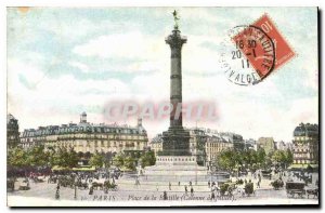 Old Postcard Paris Bastille Square July Column