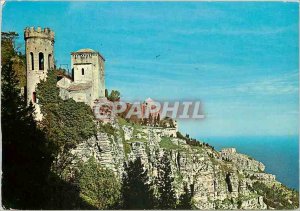 Postcard Modern Erice eastern slopes with La Tourelle Pepoli