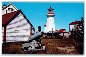 c1950's Lighthouse Situate at Gaspe Peninsula Old Cannon Quebec Canada Postcard