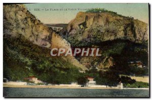 Old Postcard Eze The Beach and the Old Village