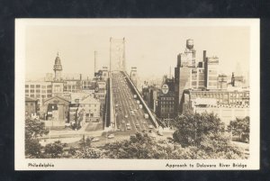 RPPC PHILADELPHIA APPROACH TO DELAWARE RIVER BRIDGE REAL PHOTO POSTCARD