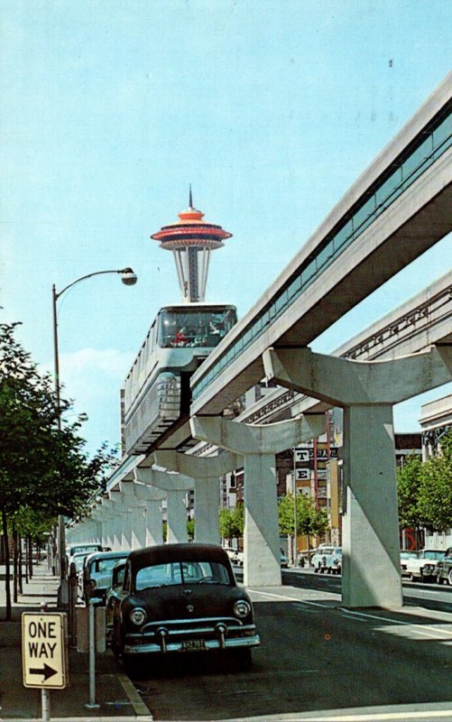 Washington Seattle Monrail and The Space Needle 1962