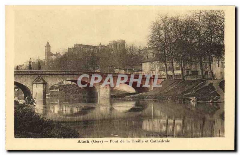 Postcard Auch Gers Old Bridge and Cathedrale Treille