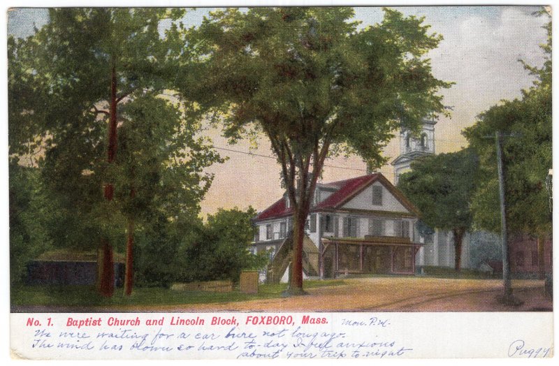 Foxboro, Mass, Baptist Church and Lincoln Block