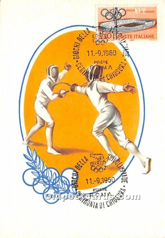 Fencing, 1960 Olympic 1960 Stamp on front 