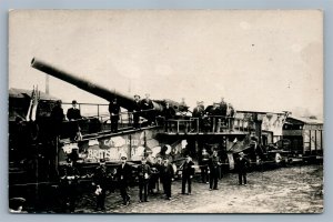 GERMAN RAILROAD GUN BRITISH ARMY CAPTURED WWI REAL PHOTO POSTCARD ANTIQUE RPPC