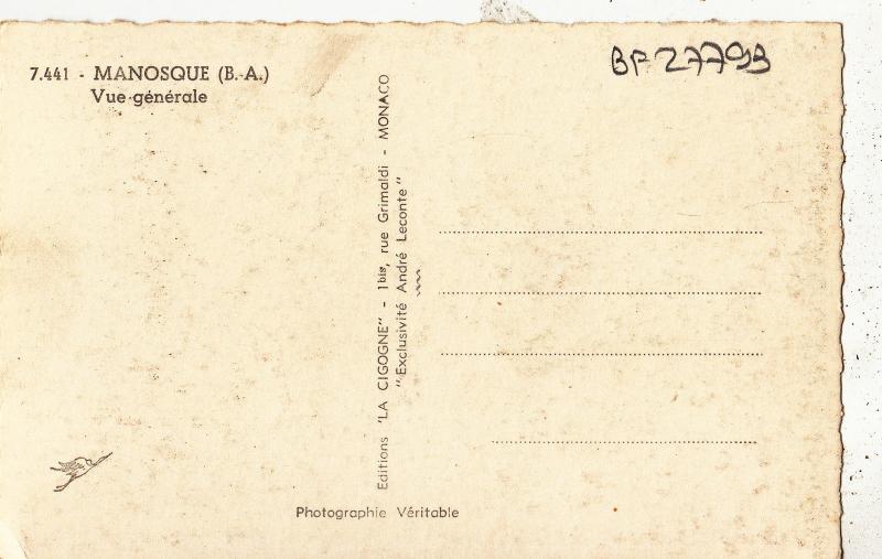 BF27793 manosque vue geenrale  france  front/back image