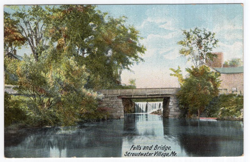 Stroudwater Village, Me, Falls and Bridge