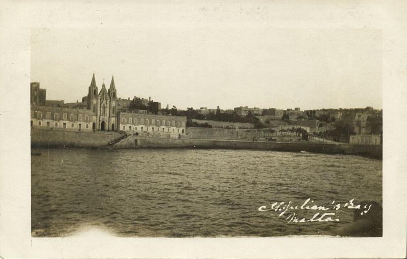 malta, SAINT JULIAN'S, Bay Scene (1925) RPPC