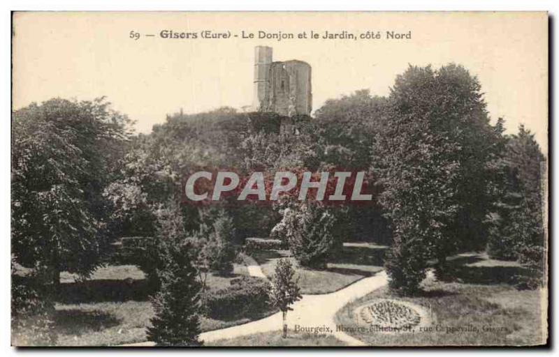 Old Postcard Gisors Le Donjon and Jardin north coast