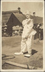 Circus Street Fair Clown in Costume c1920 Real Photo Postcard