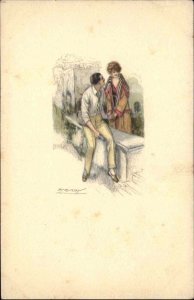 A/S Mauzau Glamour Art Deco Beautiful Woman and Man c1910 Vintage Postcard