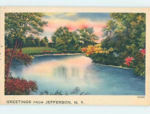 Linen GREETINGS FROM POSTCARD Jefferson - Near Oneonta New York NY ho5971