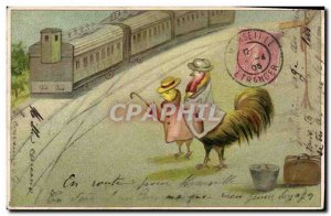 Postcard Old Rooster Train