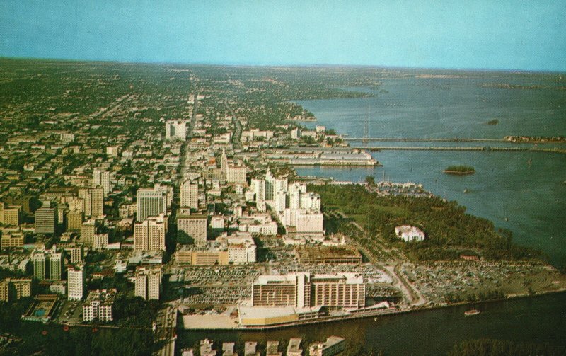 Vintage Postcard AirView Downtown Miami With New Dupont Plaza Miami