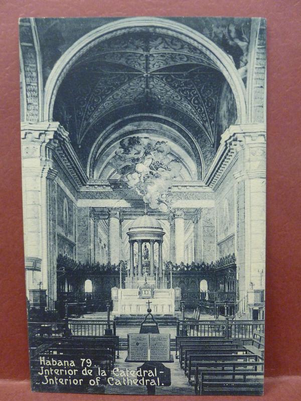 Old Postcard Havana Cuba Interior of Cathedral