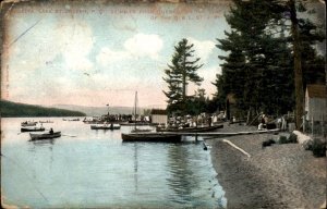 Lake St Joseph Quebec Q & L St James RR Beach Scene c1900-20s Vintage Postcard