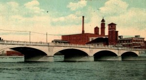 Circa 1910 Bridge St Bridge, Grand River, Trunk Depot, Grand Rapids, MI P22