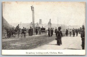Chelsea Big Fire April 12 1908  Broadway Looking South Massachusetts  Postcard