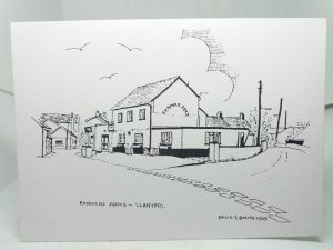 Farmers Arms Llanybri Wales Vintage Art Sketch Postcard David T Smith 1999