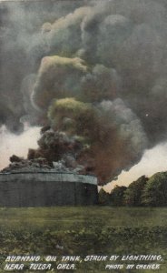 TULSA, Oklahoma, 1900-10s; Burning Oil Tank