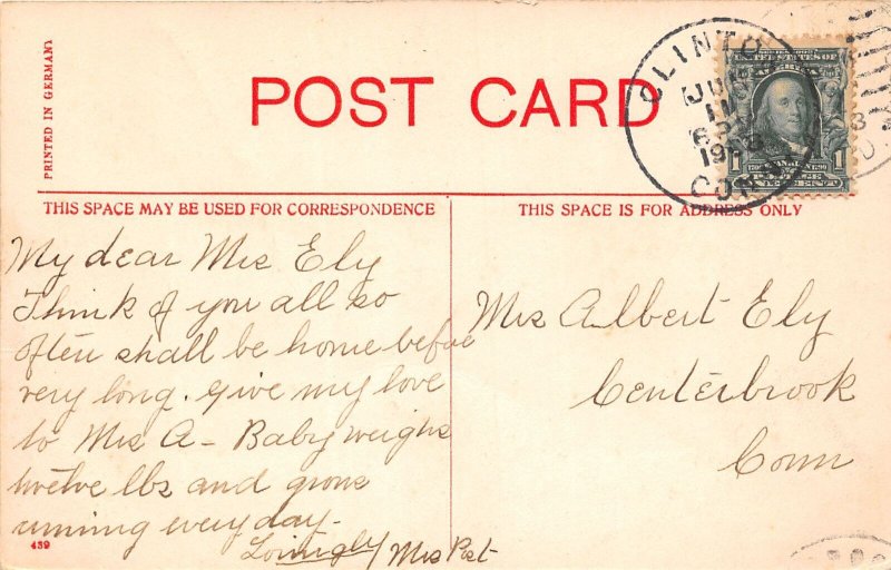 J53/ Clinton Connecticut Postcard c1910 Wharf Scene Boaty Sailboat 146
