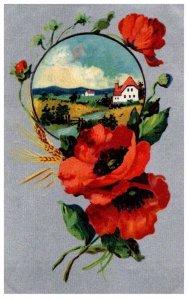 Flowers ,  farm scene