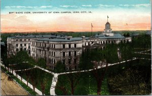 Vtg 1930 University of Iowa Campus Birdseye View Iowa City IA Postcard