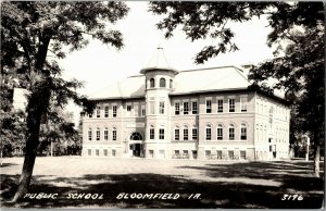 RPPC Public School Bloomfield IA c1949 Vintage Postcard C34