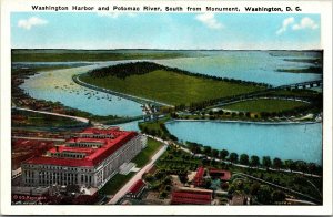 Vtg Washington DC Harbor and Potomac River View from Monument 1920s Postcard