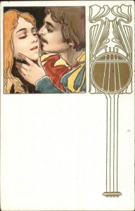 Art Nouveau Beautiul Woman Romance Kiss ARTIST??? Series 1003 Postcard c1910