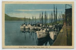 Fishing Boat Fleet Prince Rupert British Columbia Canada 1949 postcard