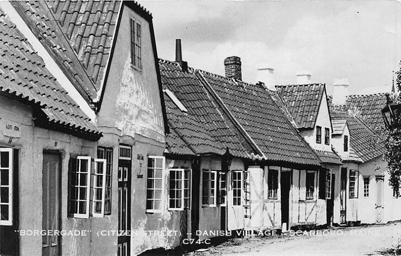 Scarboro ME Danish Village on US Route 1 Borgergade RPPC Postcard