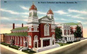 St. Peter's Cathedral, Rectory, Scranton, Pa, Mebane Greeting Card Co Postcard