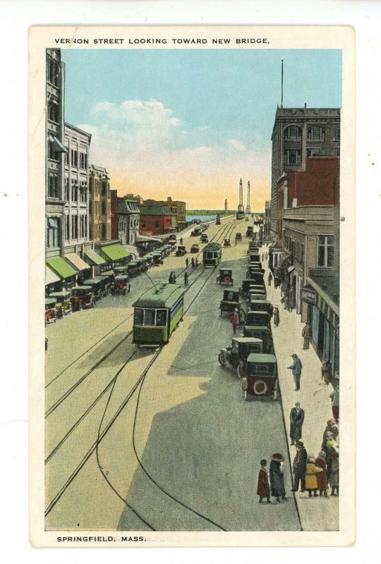 MA - Springfield. Vernon Street looking toward new Bridge  (crease)