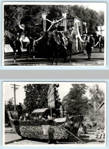 2 RPPC Postcards TOURNAMENT OF ROSES PARADE Floats, Pasadena, California 1921