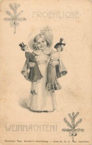 German publisher Theodor Stroefer Ströfer girl holding couple Christmas fantasy