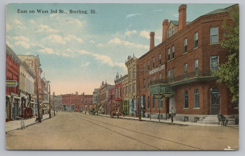 Sterling Illinois~East on West 3rd Street~Bar~Randolph Hotel~Brown's~c1910 