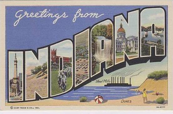 Indiana Greetings From Large Letter Linen Curteich