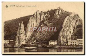 Belgie Belgium Old Postcard Dinant Roche Bayard and boat Seagulls