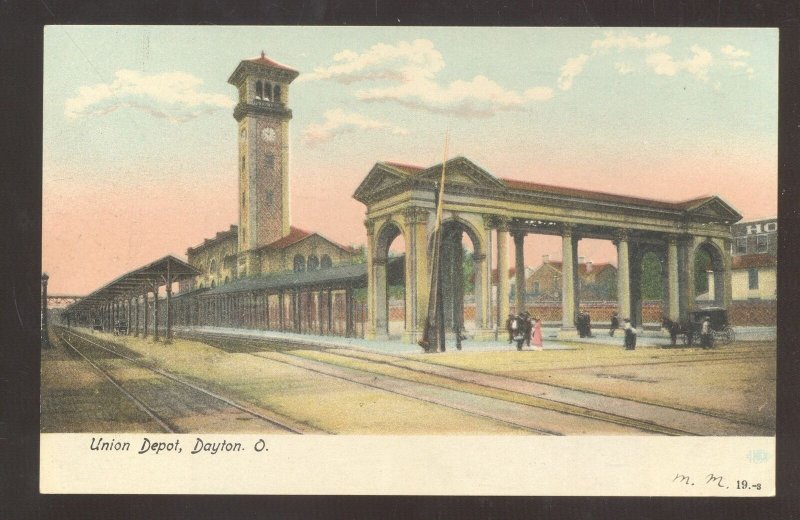 DAYTON OHIO UNION RAILROAD DEPOT TRAIN STATION 1908 VINTAGE POSTCARD